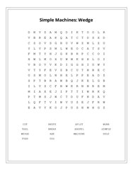 Simple Machines: Wedge Word Scramble Puzzle