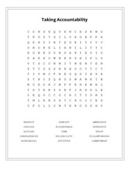 Taking Accountability Word Scramble Puzzle