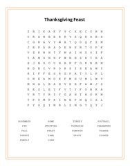 Thanksgiving Feast Word Search Puzzle