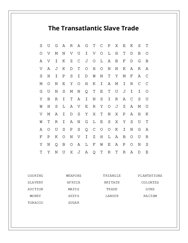 The Transatlantic Slave Trade Word Scramble Puzzle