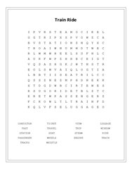 Train Ride Word Scramble Puzzle