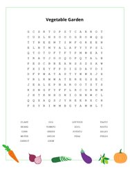 Vegetable Garden Word Search Puzzle