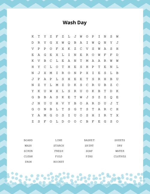 Wash Day Word Search Puzzle