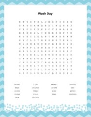 Wash Day Word Search Puzzle
