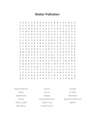 Water Pollution Word Scramble Puzzle