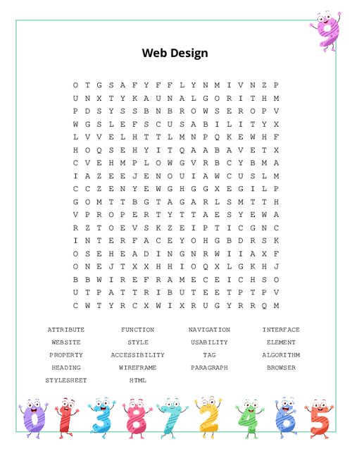 Web Design Word Search Puzzle