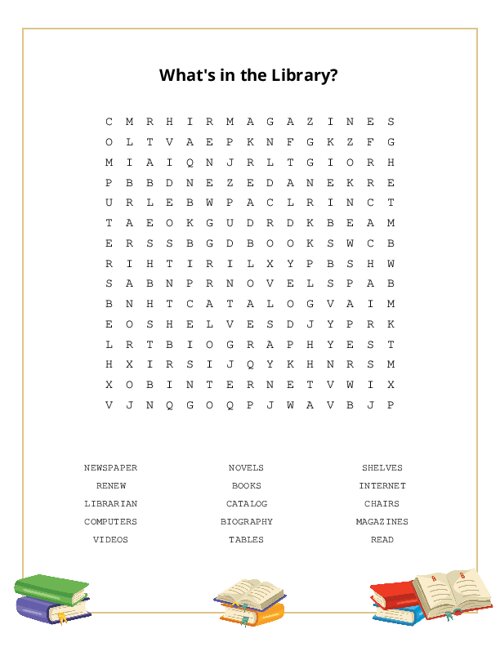 What's in the Library? Word Search Puzzle