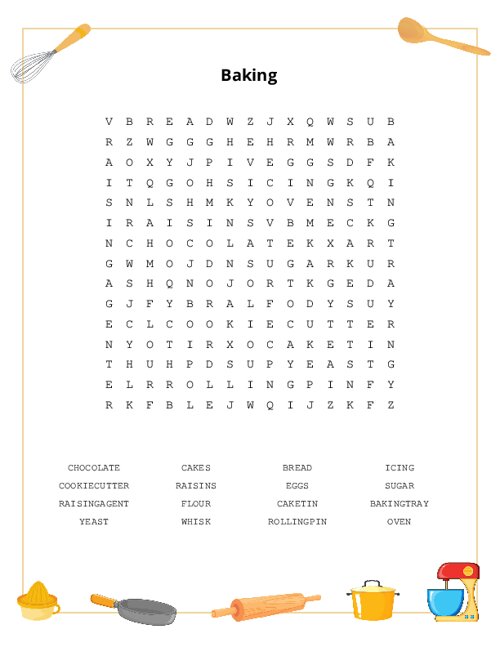 Baking Word Search Puzzle