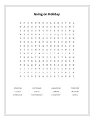 Going on Holiday Word Search Puzzle