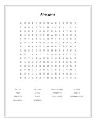 Allergens Word Scramble Puzzle