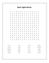 Basic Sight Words Word Scramble Puzzle