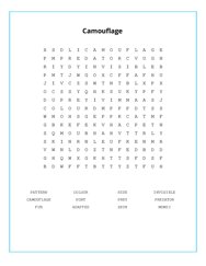 Camouflage Word Search Puzzle