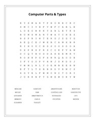 Computer Parts & Types Word Scramble Puzzle