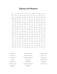 Dignity and Respect Word Scramble Puzzle