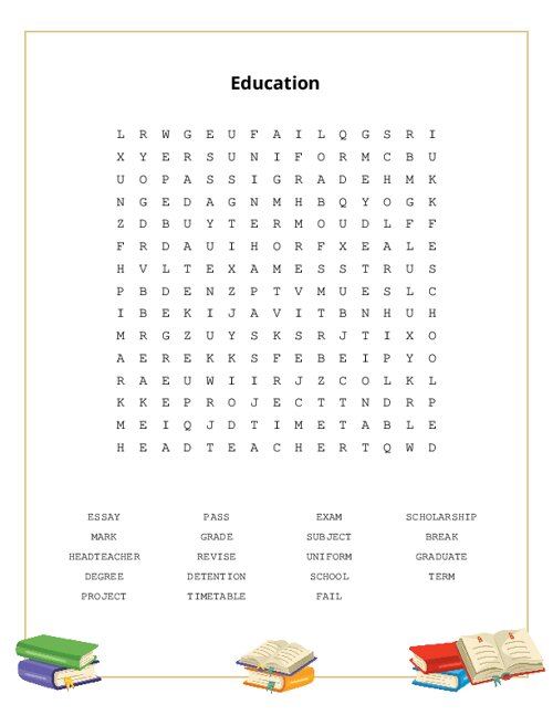 Education Word Search Puzzle