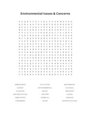 Environmental Issues & Concerns Word Scramble Puzzle