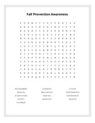 Fall Prevention Awareness Word Search Puzzle