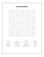 Family Members Word Search Puzzle