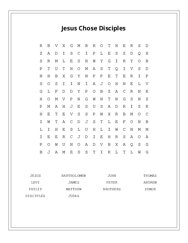 Jesus Chose Disciples Word Scramble Puzzle