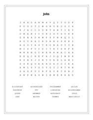 Jobs Word Search Puzzle