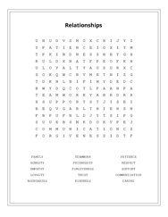 Relationships Word Search Puzzle