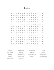 Rocks Word Search Puzzle