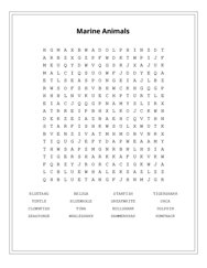 Marine Animals Word Search Puzzle