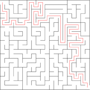 20x20 orthogonal maze puzzle with solution